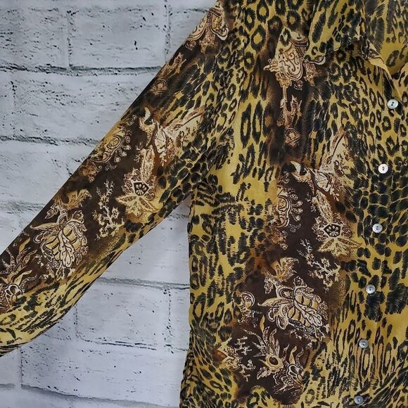 French laundry leopard print button up blouse - Picture 2 of 6